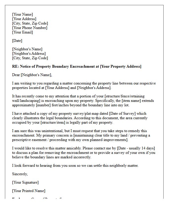 Initial Demand Letter for Property Boundary Encroachment