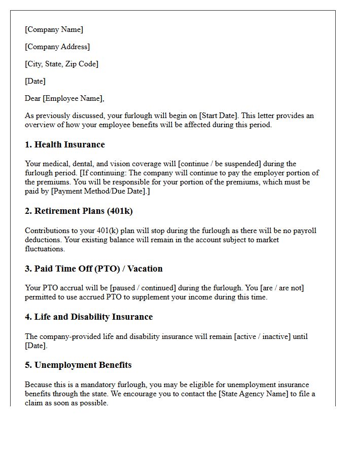 Employee Furlough Benefits Overview Letter
