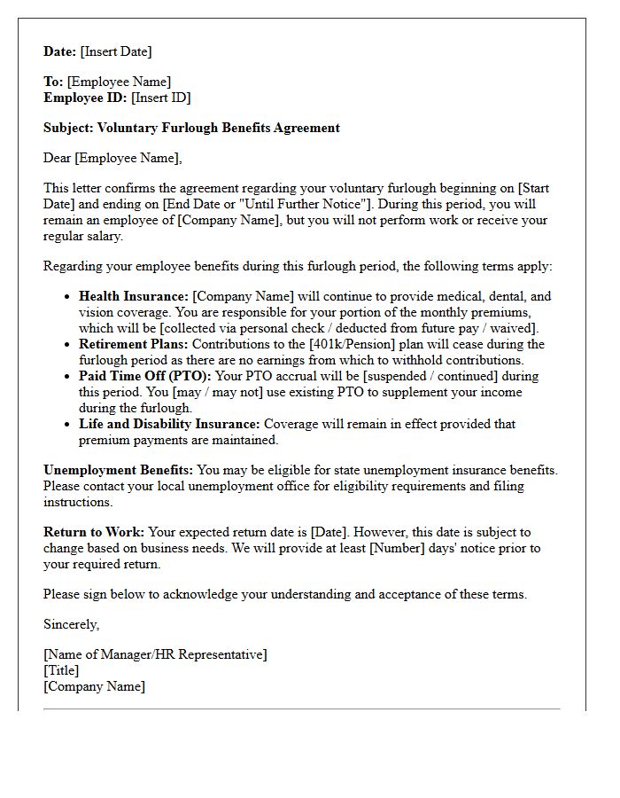 Voluntary Furlough Benefits Agreement Letter