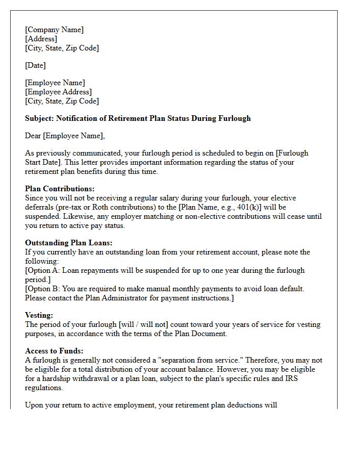 Furlough Retirement Plan Status Letter
