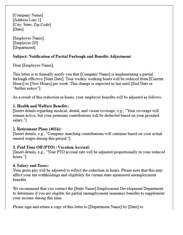 Partial Furlough Benefits Adjustment Letter