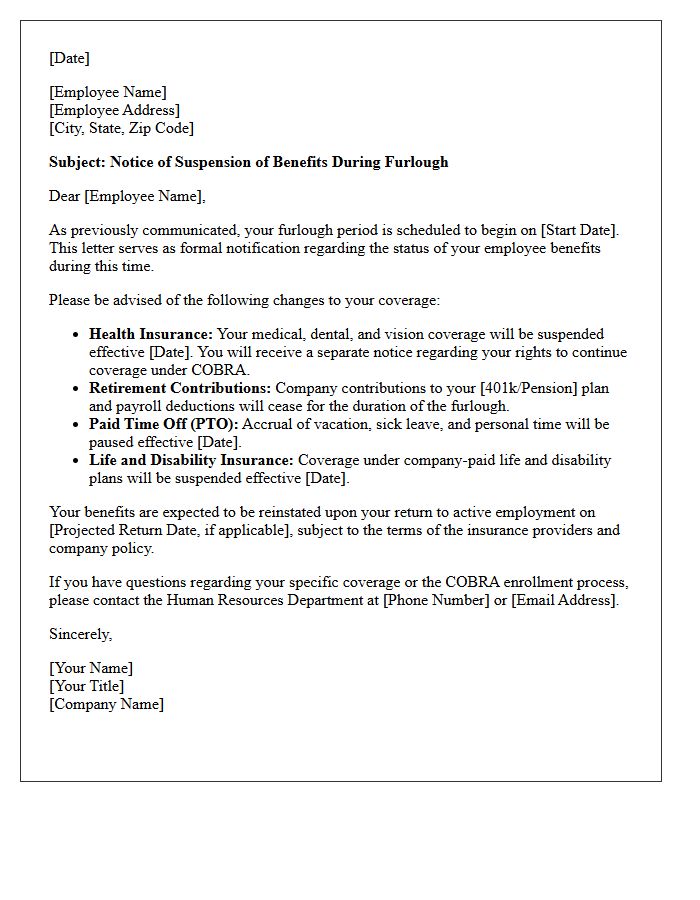 Standard Furlough Benefits Suspension Notice Letter