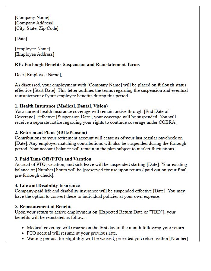 Furlough Benefits Suspension And Reinstatement Terms Letter
