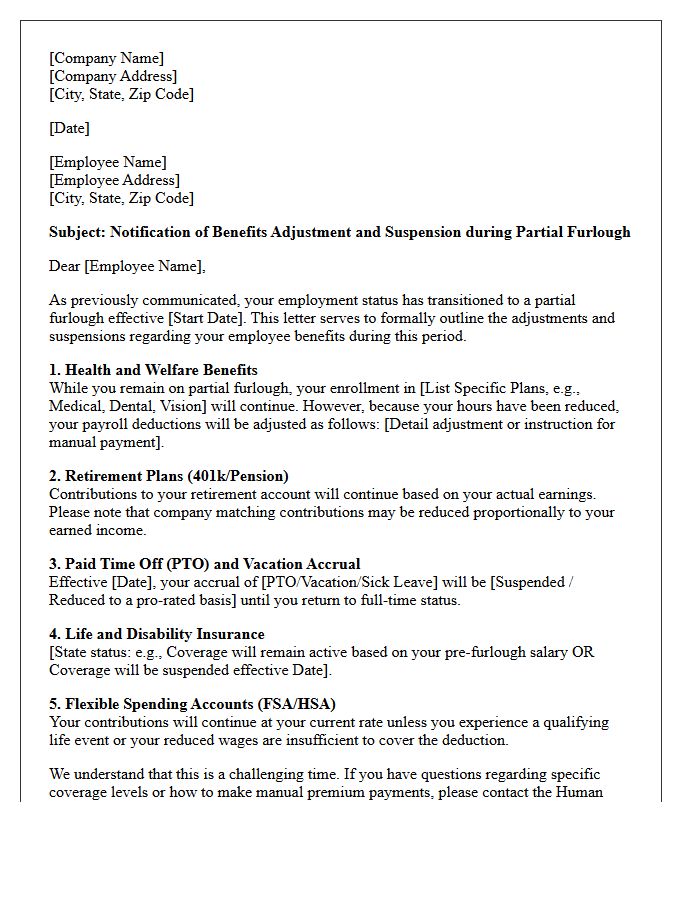 Partial Furlough Benefits Adjustment And Suspension Letter