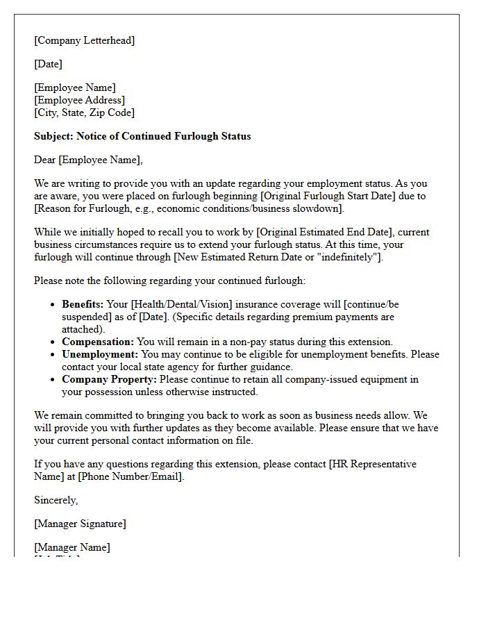 Continued Furlough Status Letter