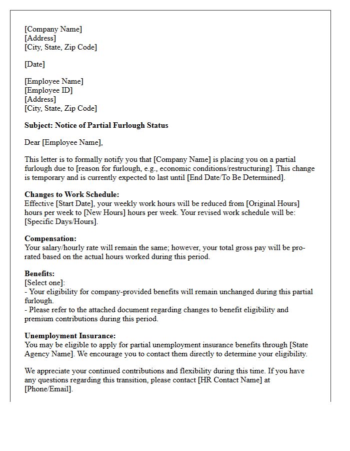 Partial Furlough Status Letter