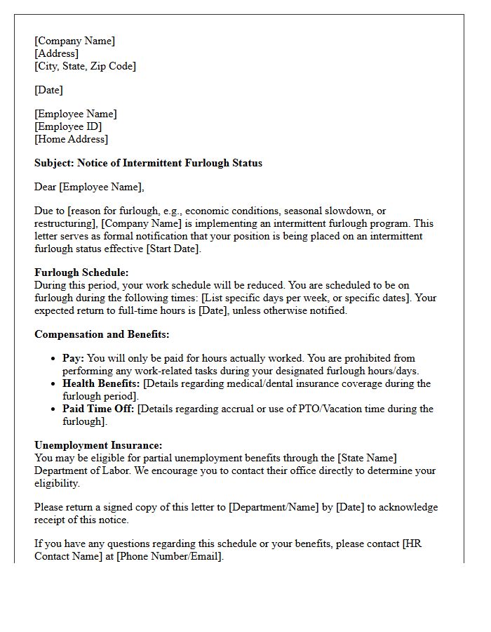 Intermittent Furlough Status Letter