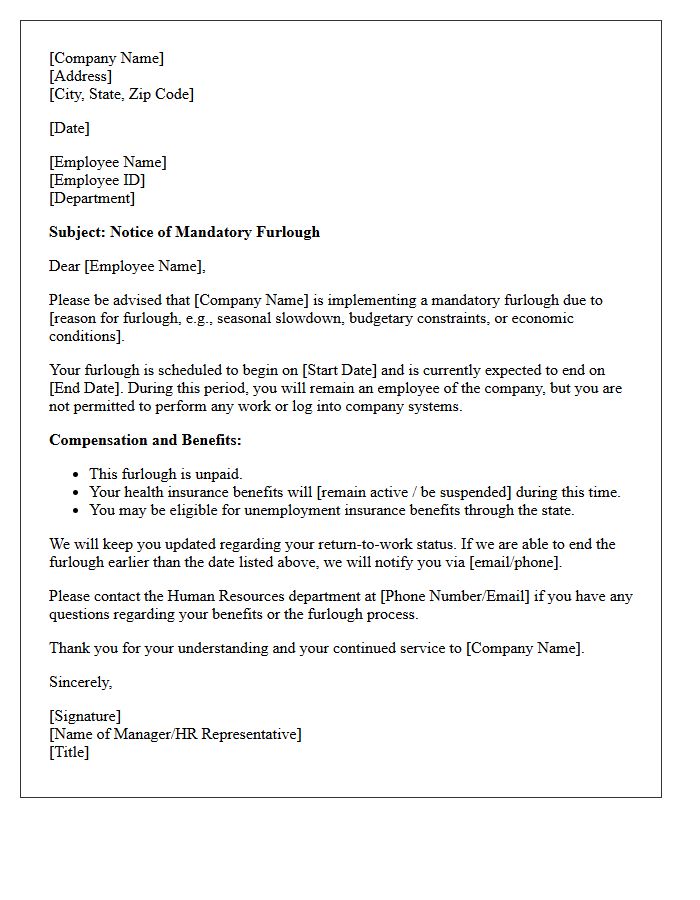 Mandatory Furlough Status Letter