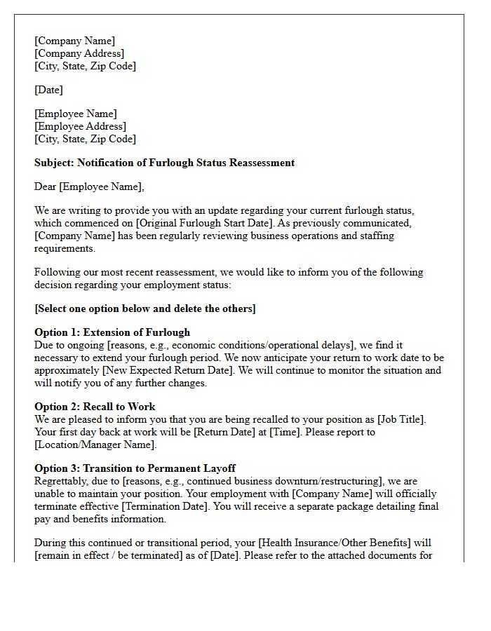 Furlough Reassessment Status Letter