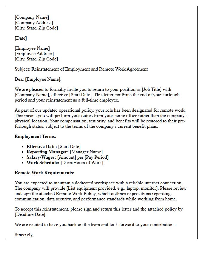 Remote Work Post-Furlough Reinstatement Letter