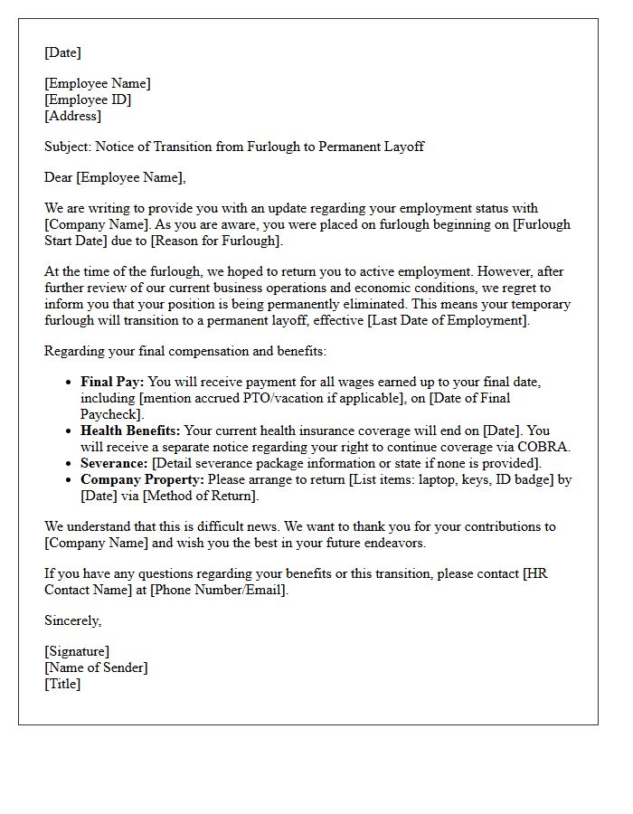 Furlough Transition to Permanent Layoff Notice Letter