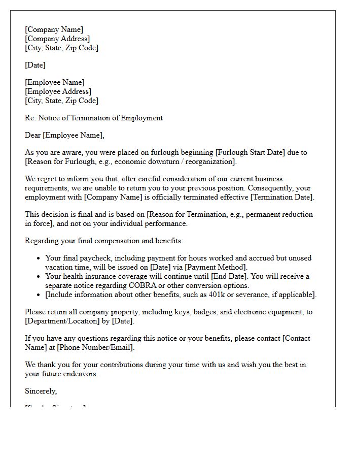 Letter of Employment Termination Following Furlough
