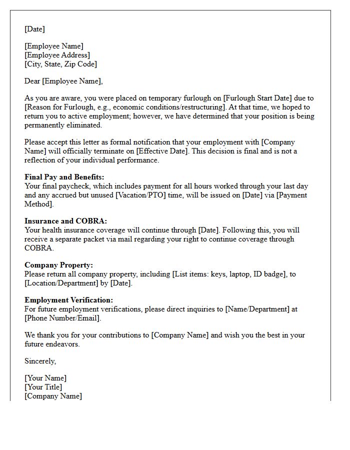 Permanent Layoff Notification Letter for Furloughed Employees
