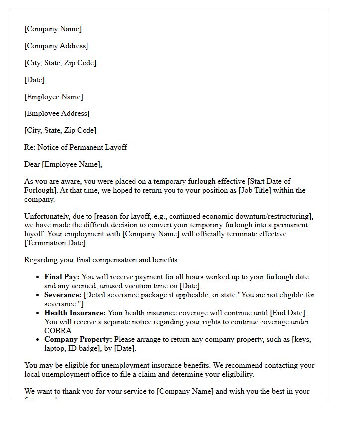 Furlough Conversion to Permanent Layoff Letter