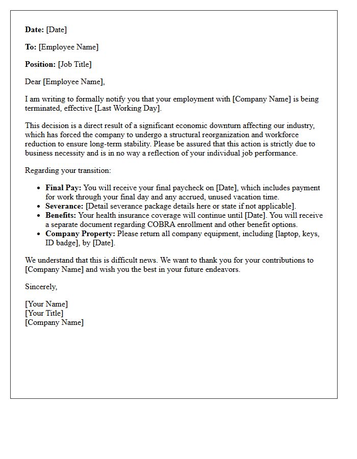 Economic Downturn Layoff Letter