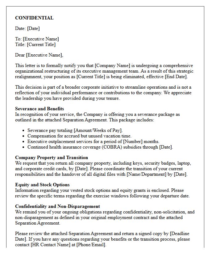 Executive Management Restructuring Layoff Letter