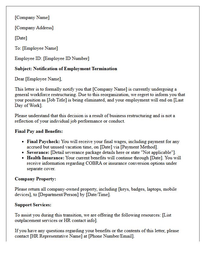 General Workforce Restructuring Layoff Letter