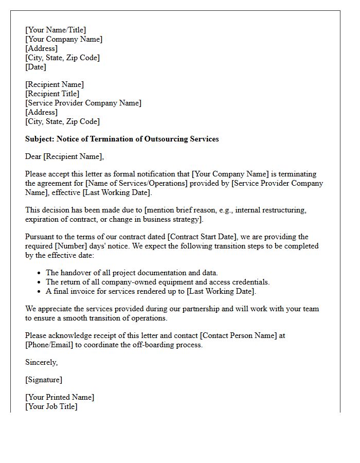 Outsourced Operations Termination Letter