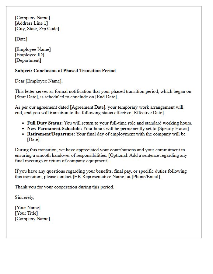 Phased Transition Period Conclusion Letter