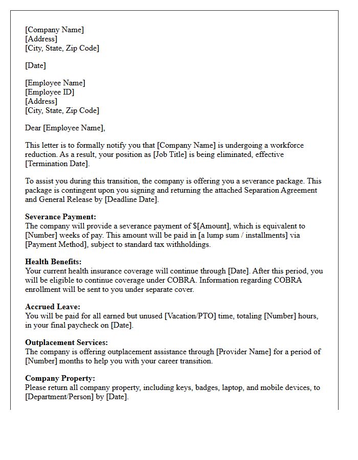Workforce Reduction Severance Letter