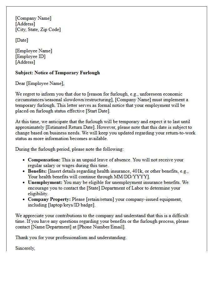 Temporary Furlough Notice Letter