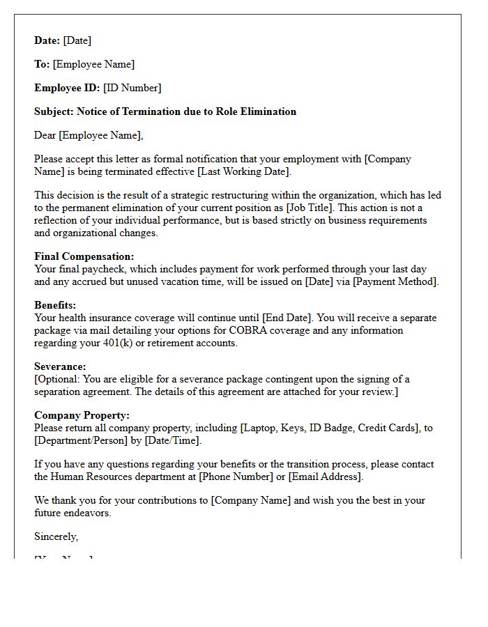 Role Elimination Termination Letter
