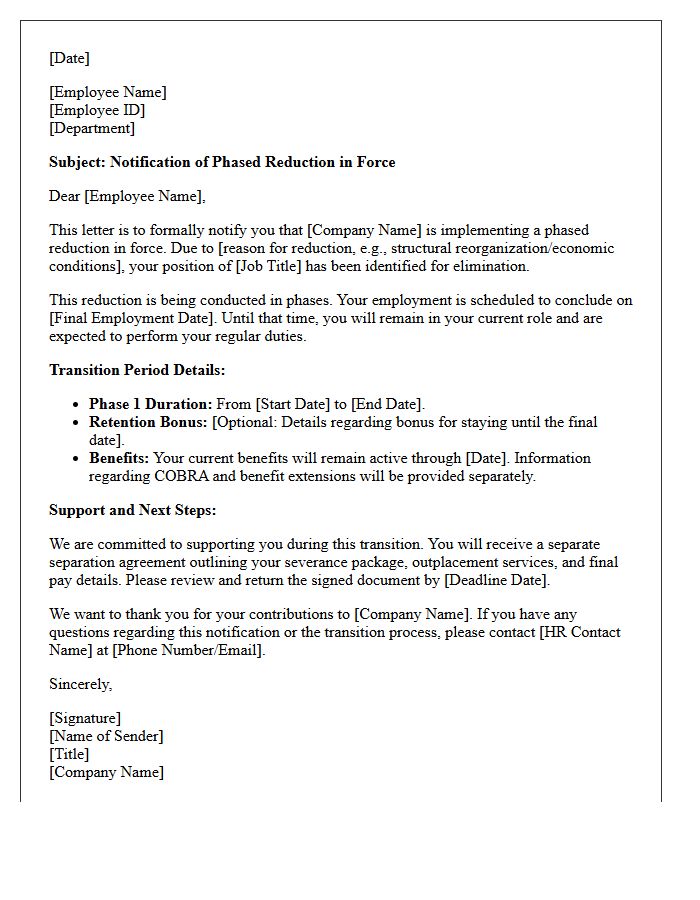 Phased Reduction in Force Notification Letter