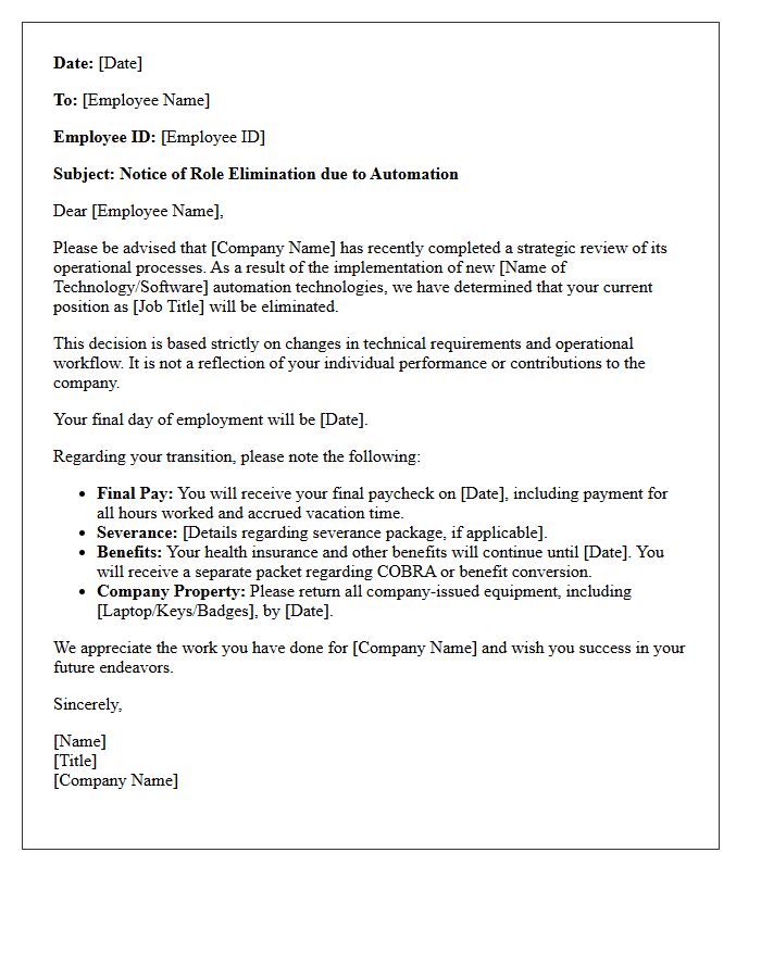Technology Automation Role Elimination Letter