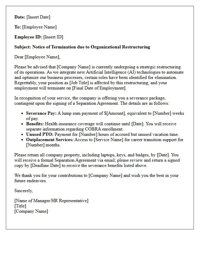 Artificial Intelligence Restructuring Severance Letter