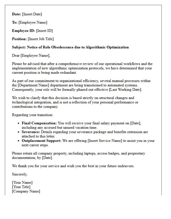 Algorithmic Optimization Role Obsolescence Letter
