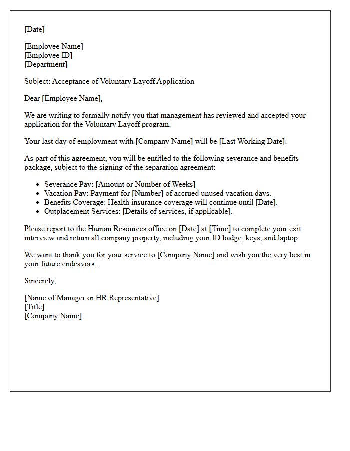 Management Approved Voluntary Layoff Acceptance Letter