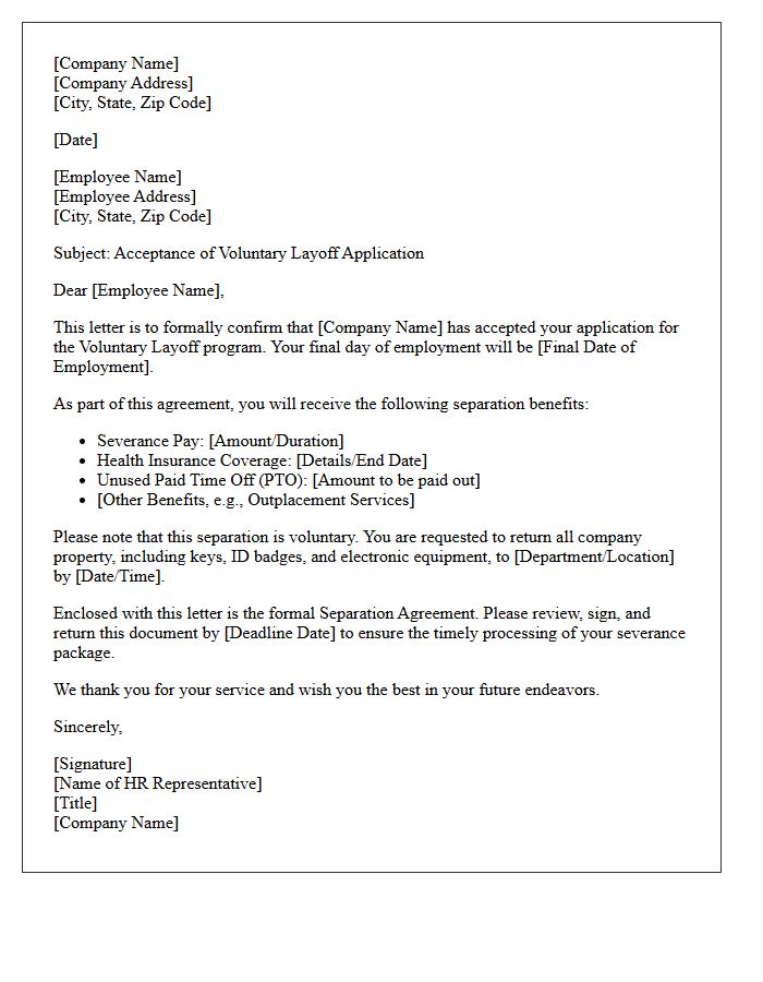 Final Separation Voluntary Layoff Acceptance Letter