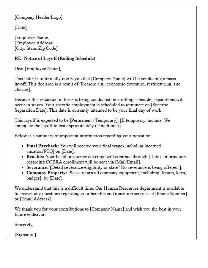 Rolling Schedule Mass Layoff Notice Letter