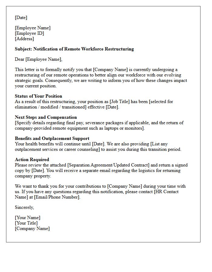 Remote Workforce Restructuring Notification Letter
