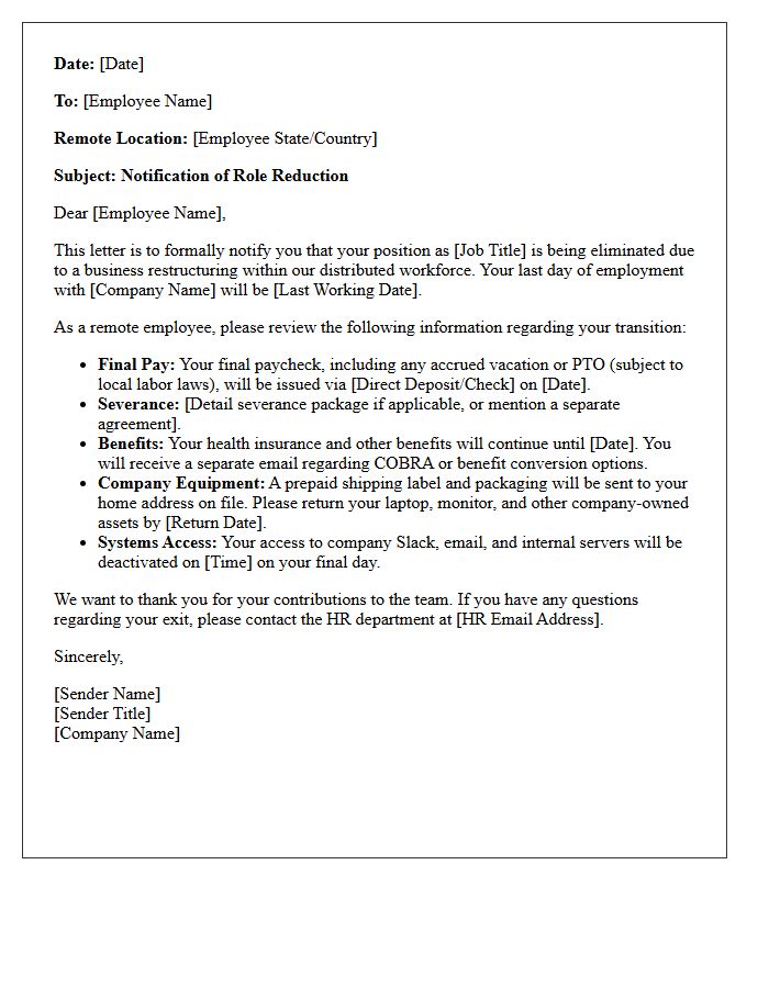 Distributed Workforce Role Reduction Letter