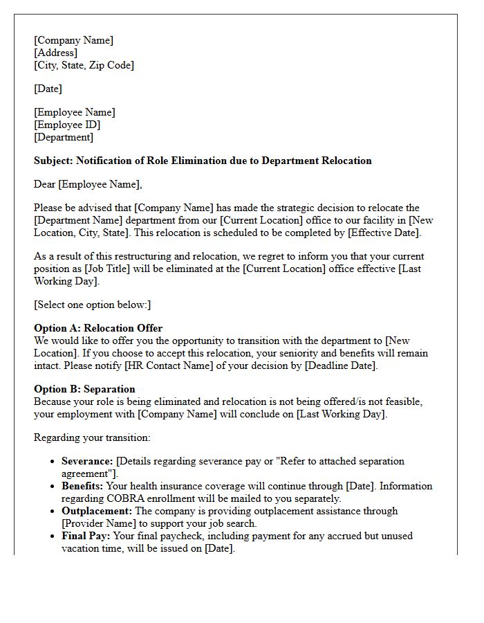 Department Relocation Role Elimination Letter