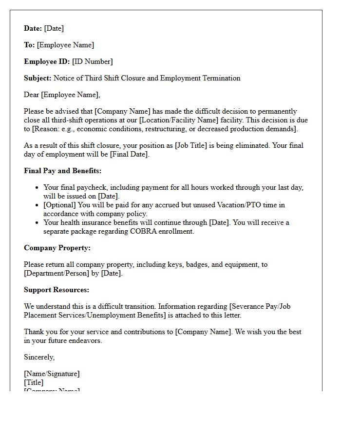 Third Shift Closure And Layoff Letter