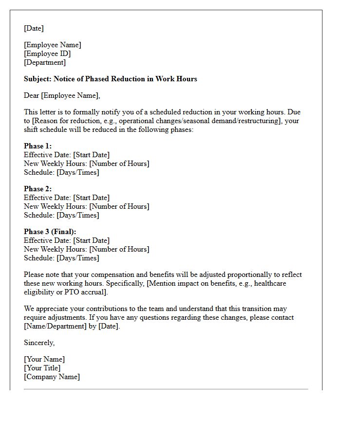 Phased Shift Reduction Notice Letter