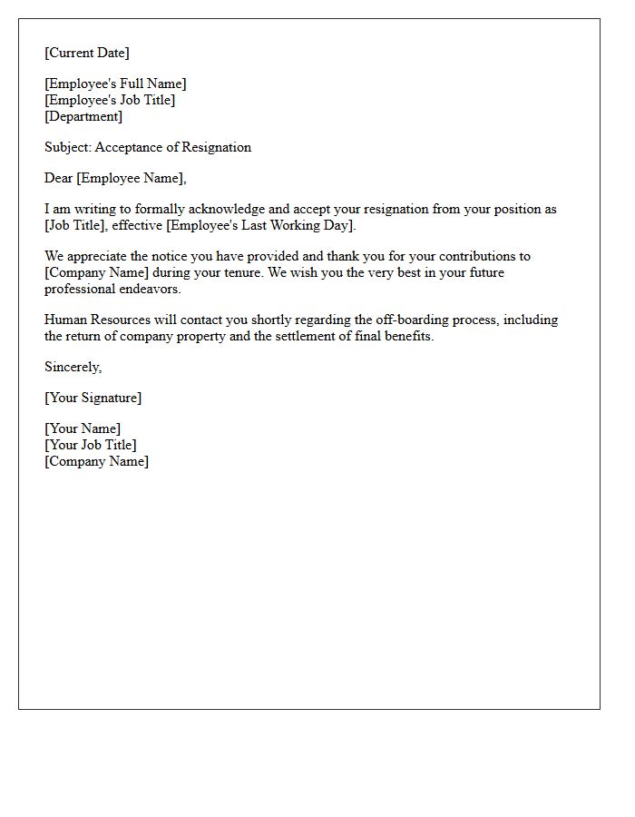 Formal Resignation Acceptance Letter