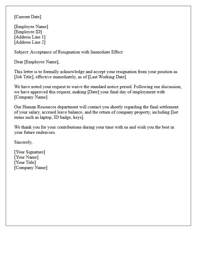 Immediate Effect Resignation Acceptance Letter