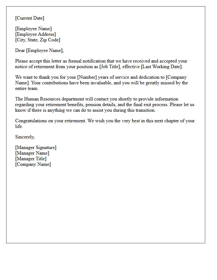 Retirement Resignation Acceptance Letter
