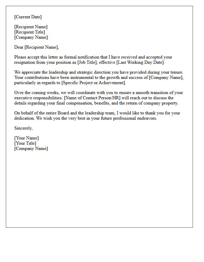 Executive Resignation Acceptance Letter