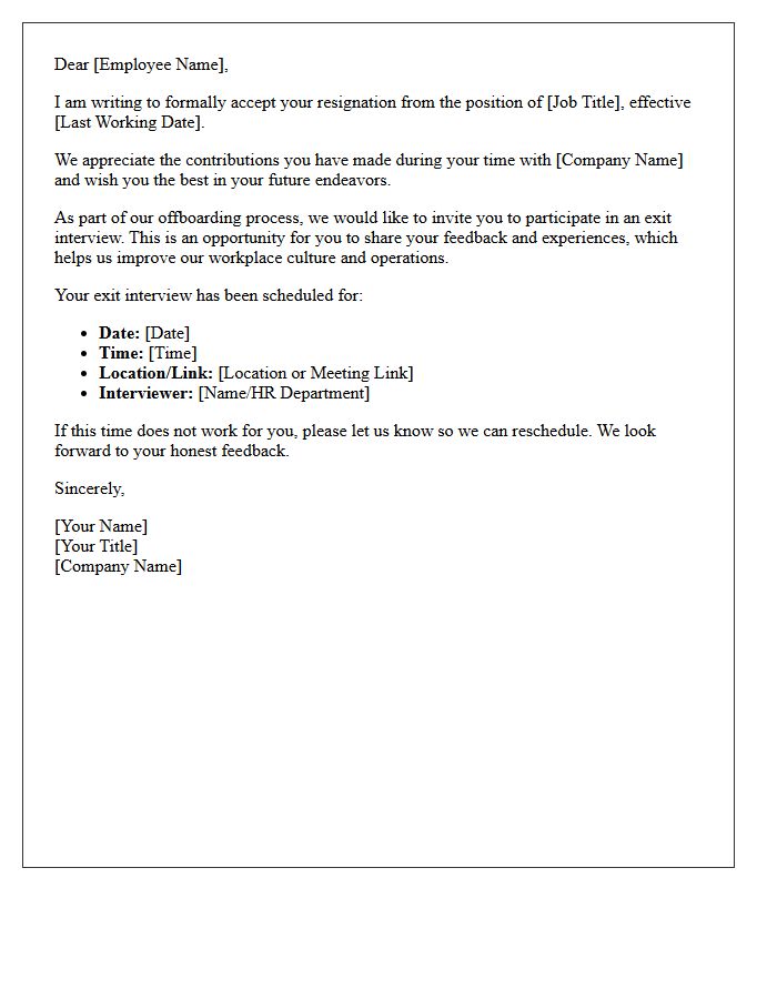 Exit Interview Inclusion Resignation Acceptance Letter
