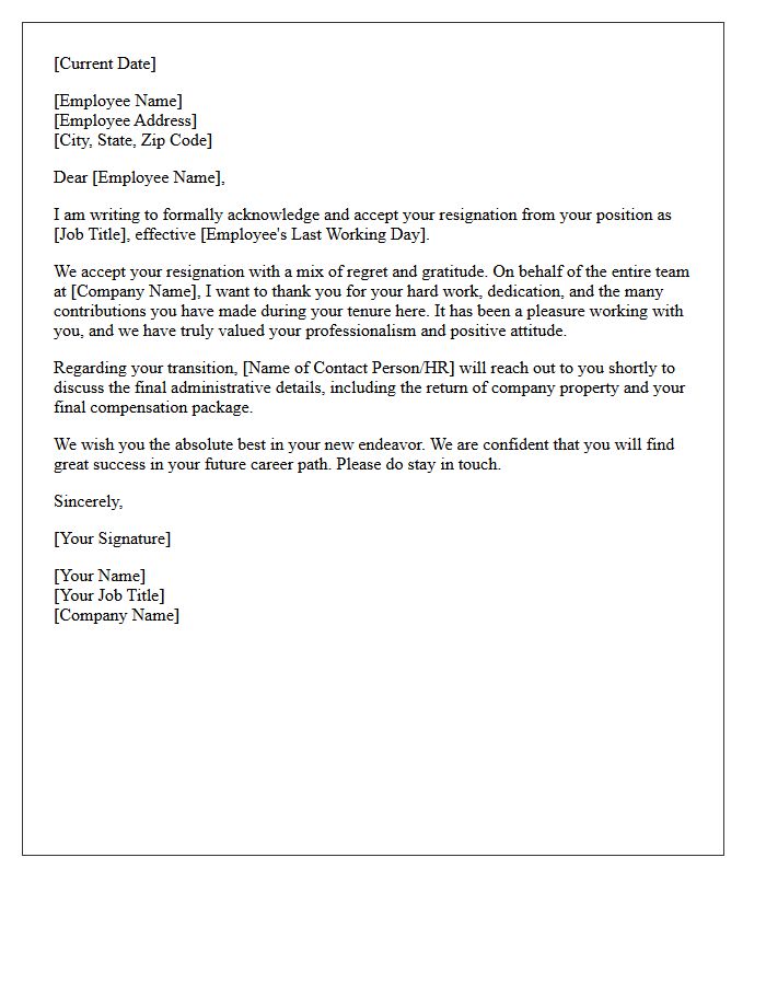 Amicable Departure Resignation Acceptance Letter