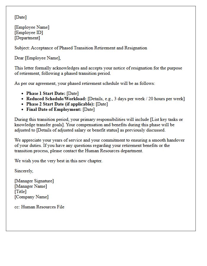 Phased Transition Retirement Resignation Acceptance Letter