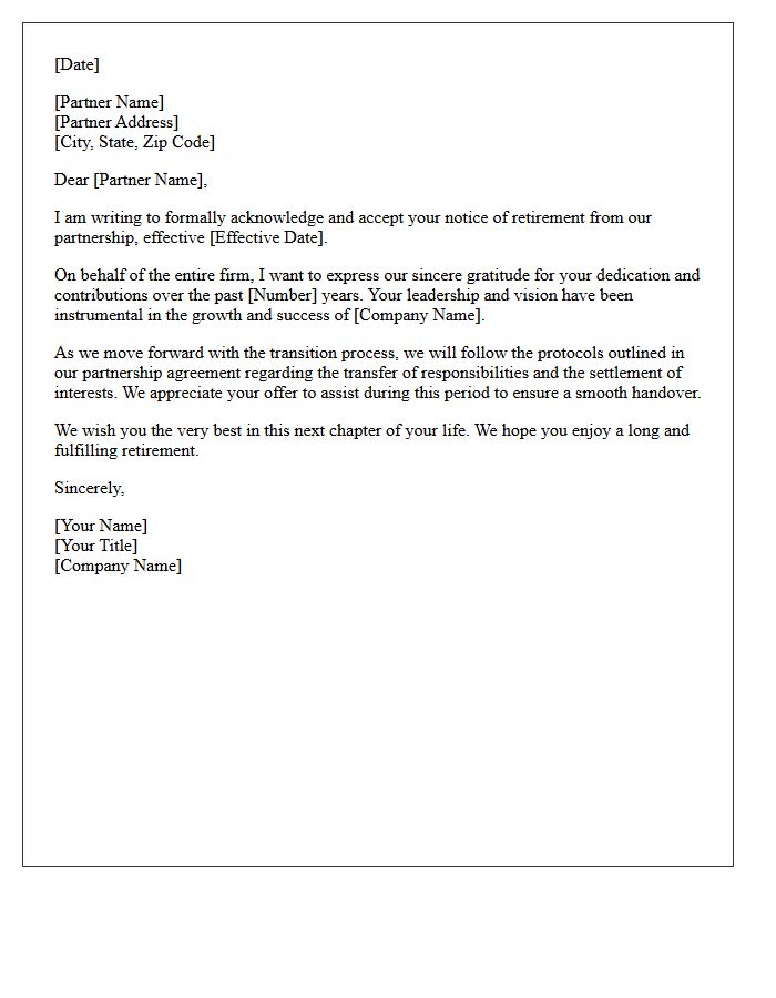 Business Partner Retirement Resignation Acceptance Letter