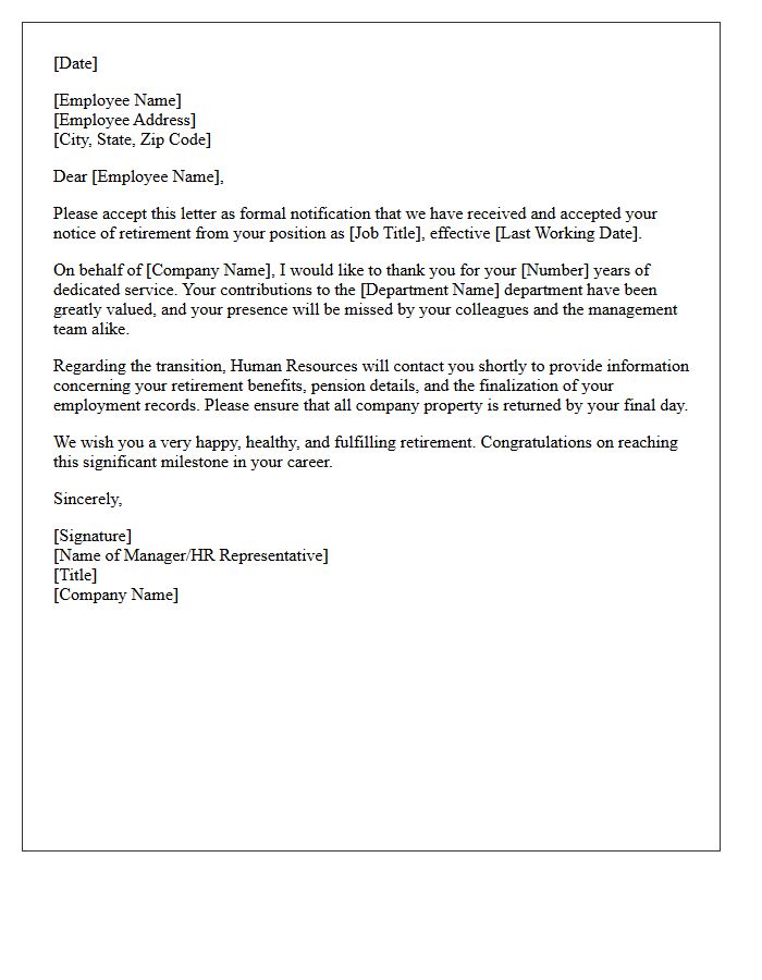 General Staff Retirement Resignation Acceptance Letter