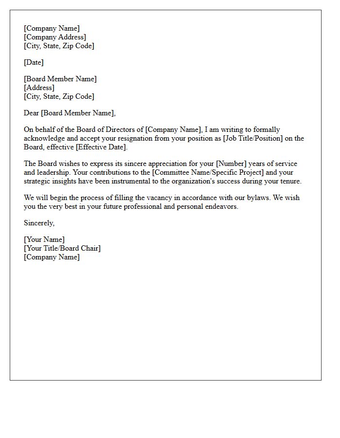 Formal Executive Board Member Resignation Acceptance Letter