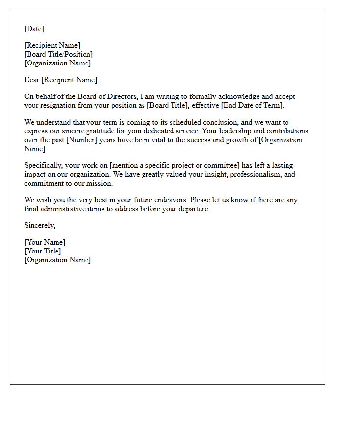 End Of Term Executive Board Member Resignation Acceptance Letter