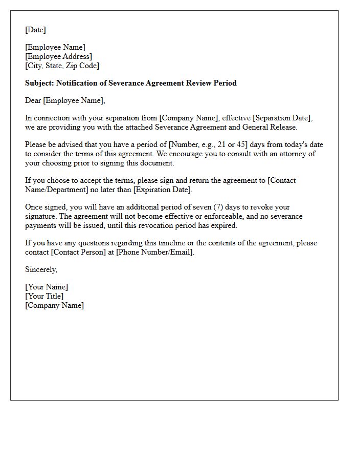 Severance Agreement Review Period